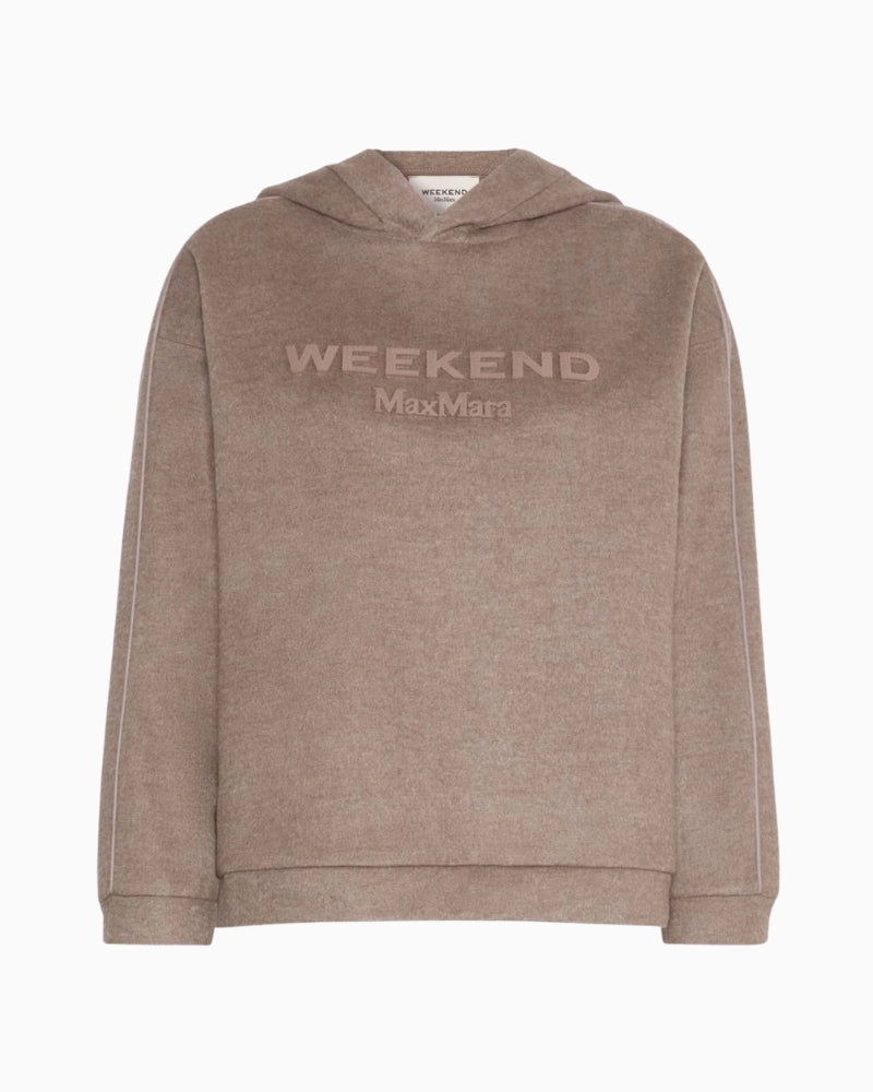 Weekend Max Mara Hooded Sweatshirt in brown embossed logo detail