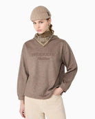 Weekend Max Mara Hooded Sweatshirt in brown embossed logo detail