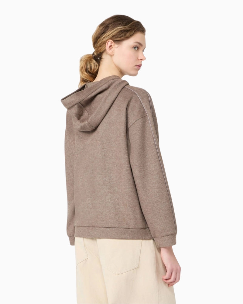 Weekend Max Mara Hooded Sweatshirt in brown hood detail