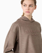Weekend Max Mara Hooded Sweatshirt in brown sleeve piping detail