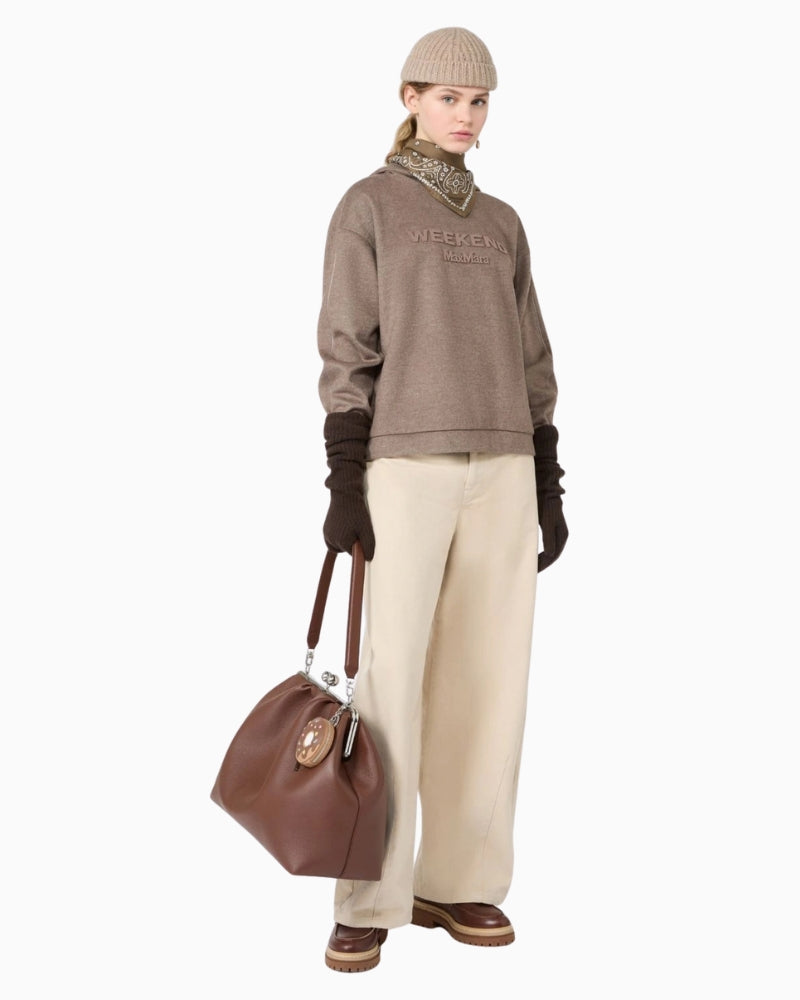 Weekend Max Mara Hooded Sweatshirt in brown styled view