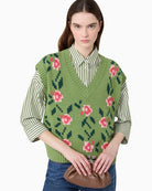 Weekend Max Mara Inlaid Cotton-Blend Gilet in Green front view