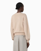 Weekend Max Mara Inlay-Detail Cotton Yarn Cardigan in Beige back view