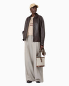 Weekend Max Mara Inlay-Detail Cotton Yarn Cardigan in Beige front view
