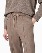 Weekend Max Mara Jersey Drap Trousers in Brown waist and drawstring detail