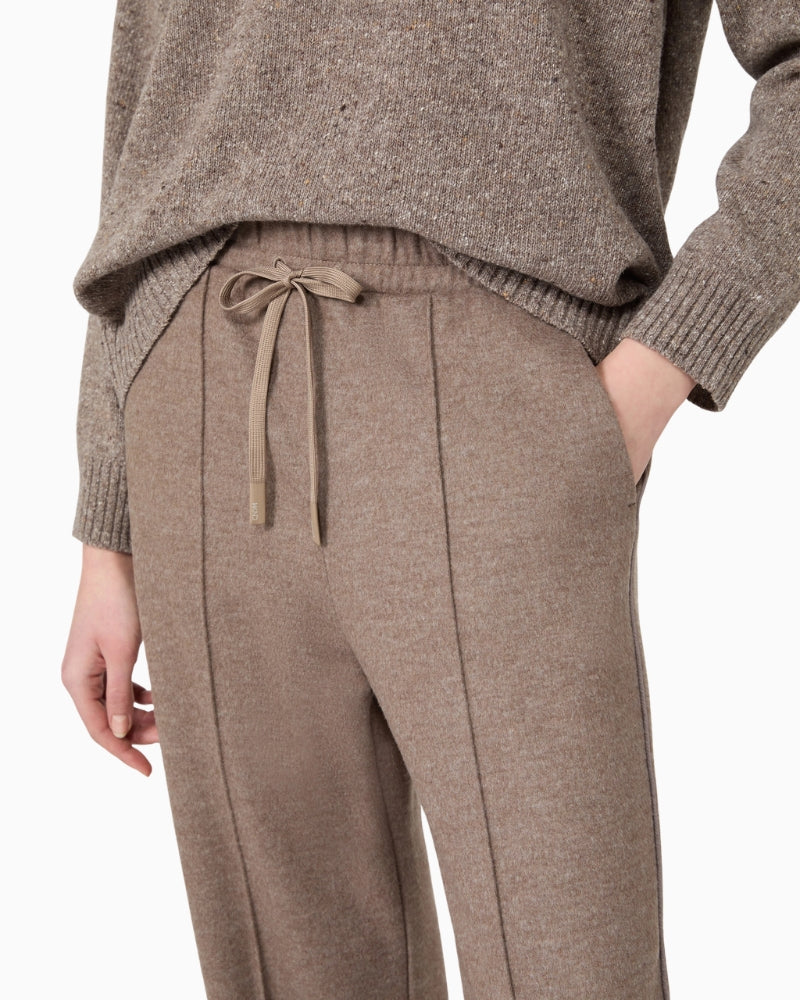 Weekend Max Mara Jersey Drap Trousers in Brown waist and drawstring detail