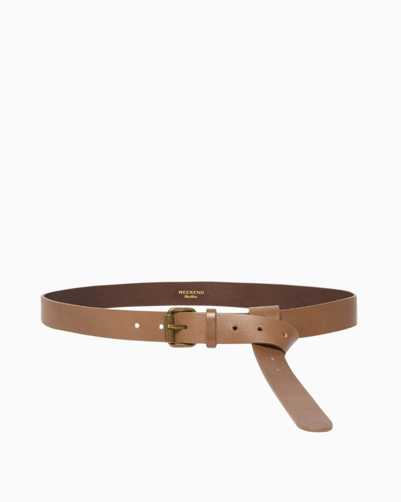 Weekend Max Mara Leather Belt in Tobacco full product view