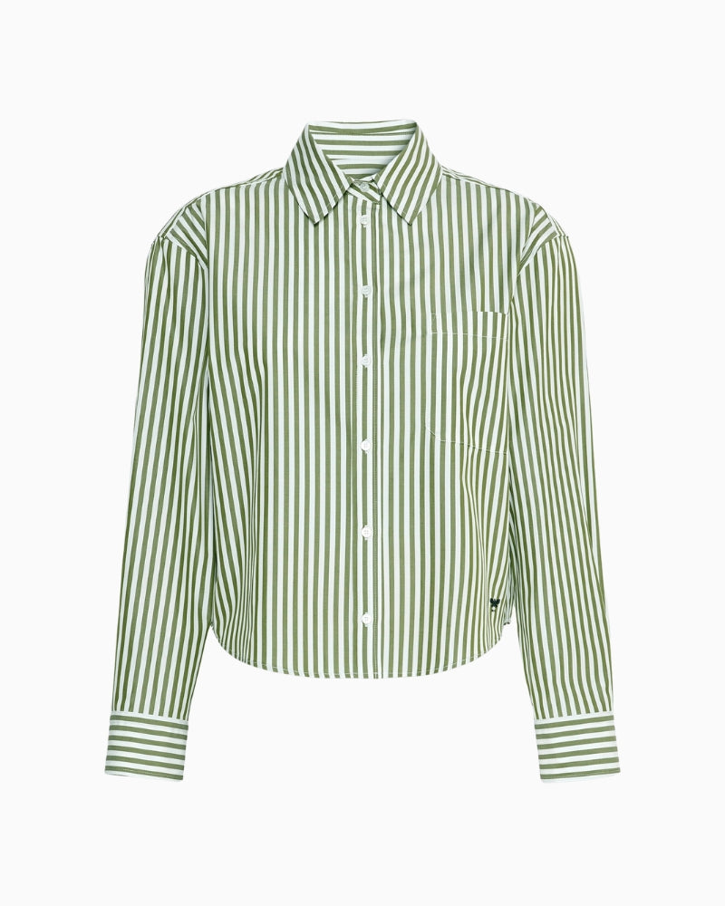 Weekend Max Mara Panetto Cotton Poplin Shirt in Green collar and button details