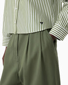 Weekend Max Mara Panetto Cotton Poplin Shirt in Green embroidered butterfly detail