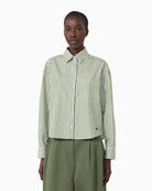 Weekend Max Mara Panetto Cotton Poplin Shirt in Green front view