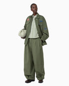 Weekend Max Mara Panetto Cotton Poplin Shirt in Green front styled view
