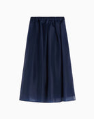 Weekend Max Mara Pleated Silk Organza Skirt in Navy waist detail
