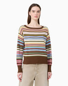 Weekend Max Mara Pure Cotton Yarn Sweater in Multicolour front view