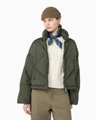 Weekend Max Mara Short Down Jacket in Khaki diamond quilting detail
