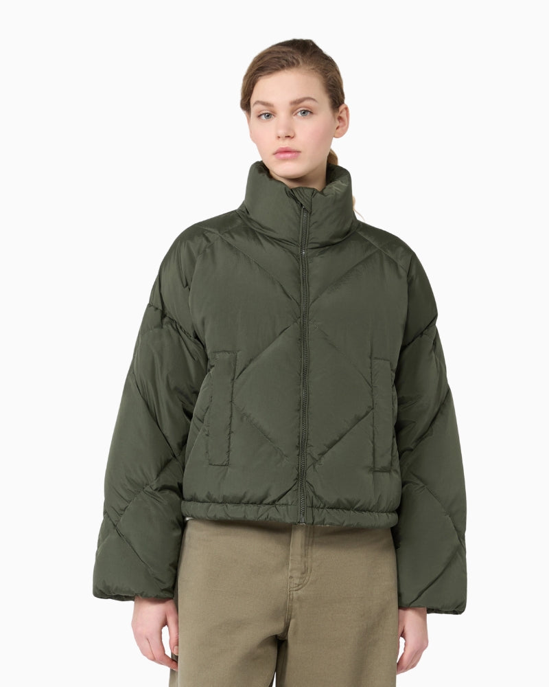 Weekend Max Mara Short Down Jacket in Khaki front view