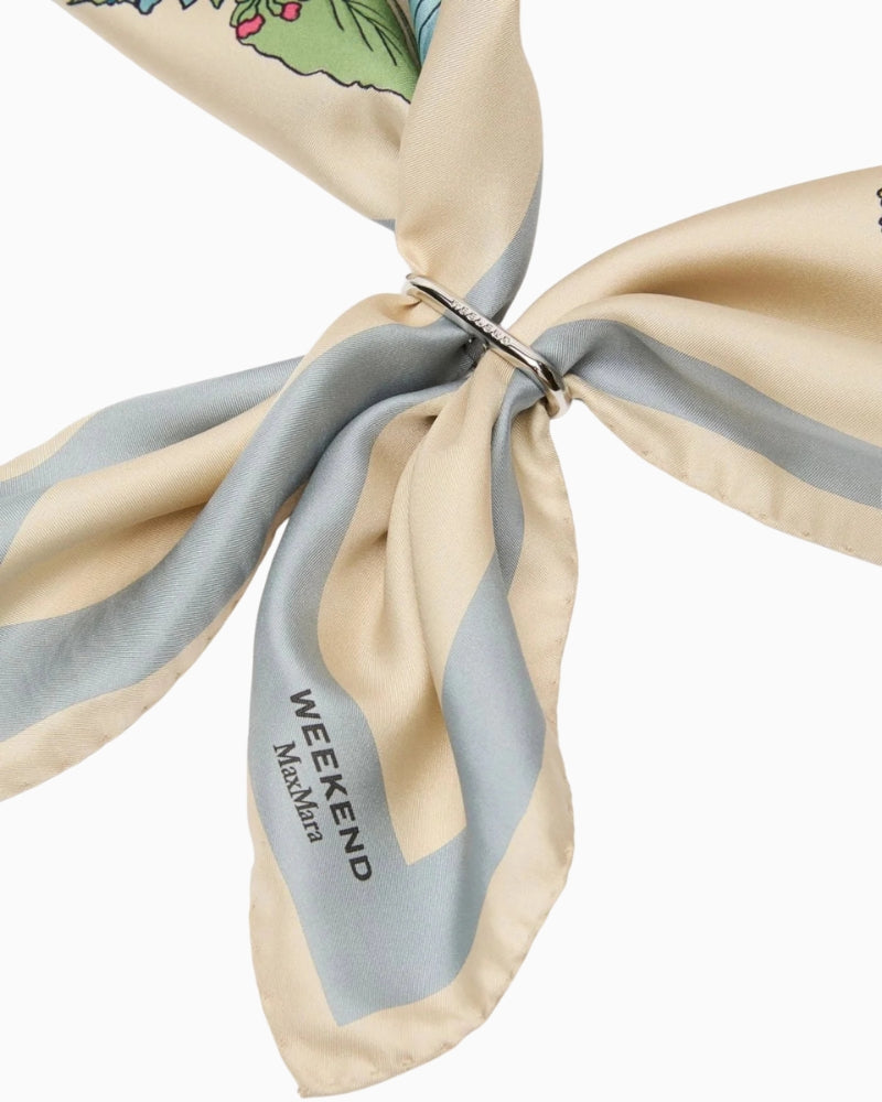 Weekend Max Mara Silk Twill Scarf in Multi metal scarf holder detail