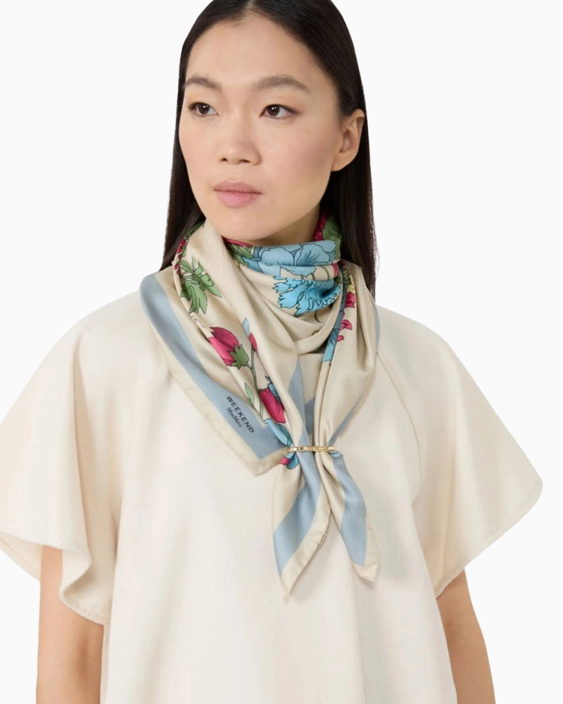 Weekend Max Mara Silk Twill Scarf in Multi styled view