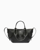 Weekend Max Mara Small Leather Tote Bag in black front view