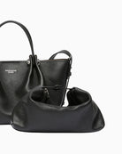Weekend Max Mara Small Leather Tote Bag in black removable zip pouch detail