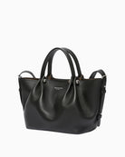 Weekend Max Mara Small Leather Tote Bag in black silver logo detail