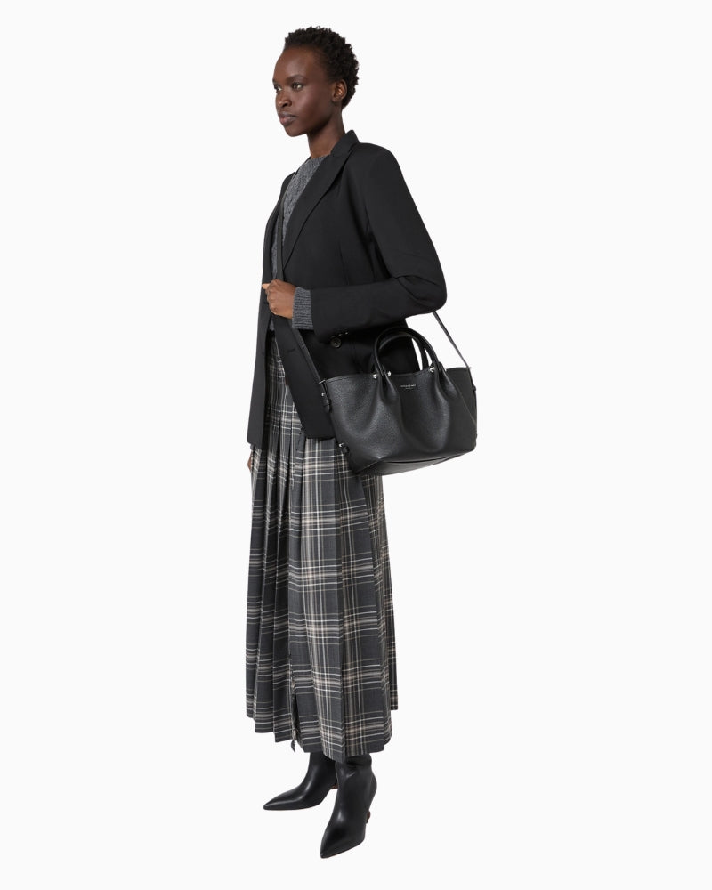 Weekend Max Mara Small Leather Tote Bag in black styled view
