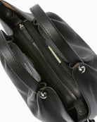 Weekend Max Mara Small Leather Tote Bag in black top zip detail