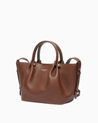 Weekend Max Mara Small Leather Tote Bag in brown textured leather detail