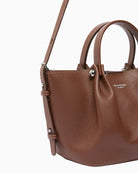Weekend Max Mara Small Leather Tote Bag in brown with crossbody strap