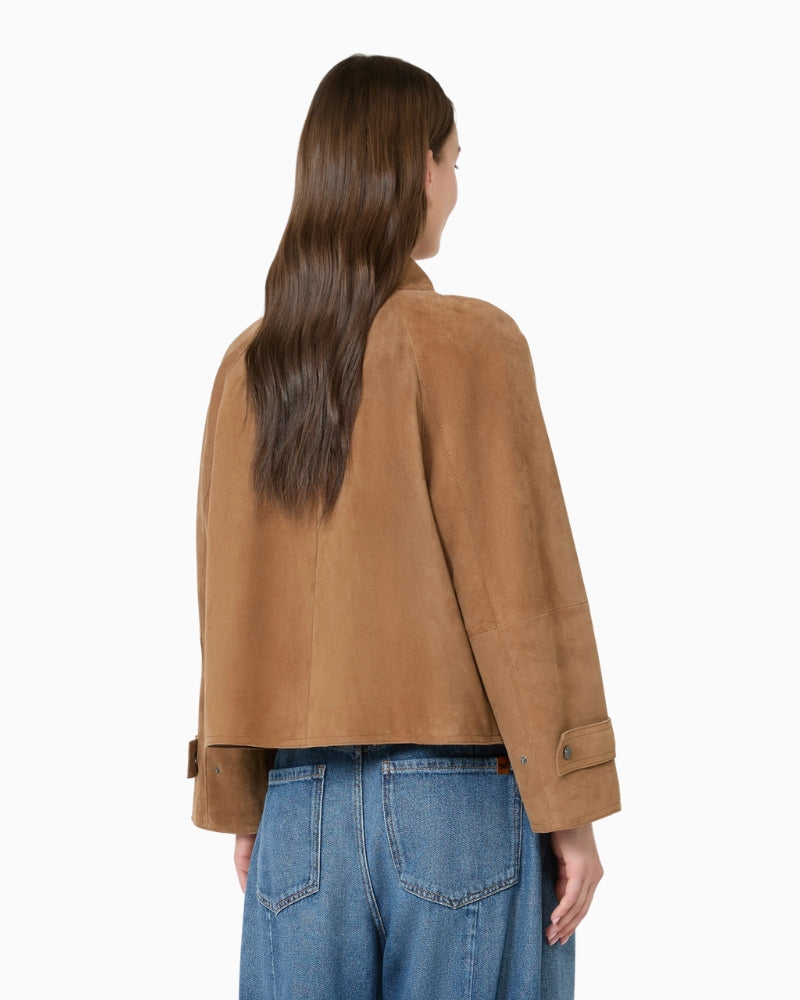 Weekend Max Mara Soft Suede Jacket in Tan back view