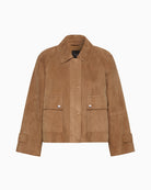Weekend Max Mara Soft Suede Jacket in Tan pocket detail