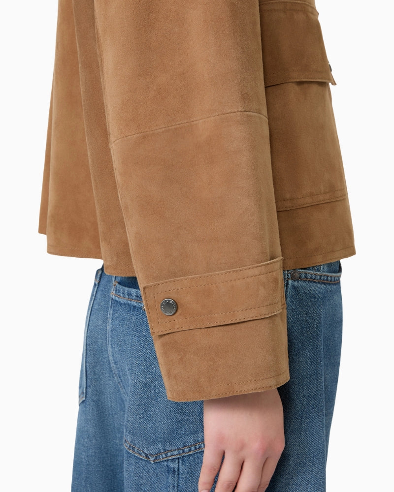 Weekend Max Mara Soft Suede Jacket in Tan side view