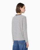 Weekend Max Mara Stretch Jersey T-Shirt in Navy Stripe back view