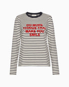 Weekend Max Mara Stretch Jersey T-Shirt in Navy Stripe fabric detail