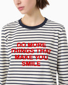 Weekend Max Mara Stretch Jersey T-Shirt in Navy Stripe neckline detail