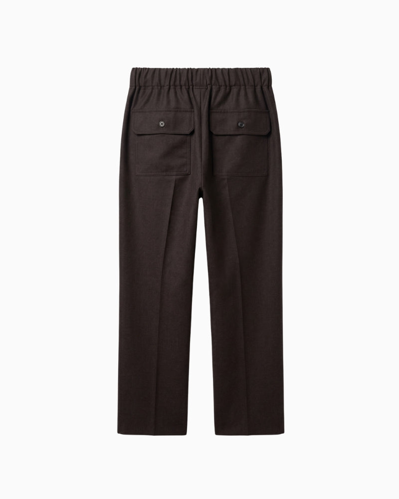 Weekend Max Mara Stretch Wool Flannel Trousers in Brown back view