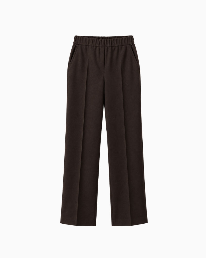Weekend Max Mara Stretch Wool Flannel Trousers in Brown front view