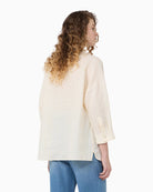 Weekend Max Mara Striped Linen Canvas Shirt Light Yellow back view
