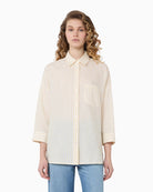 Weekend Max Mara Striped Linen Canvas Shirt Light Yellow front view