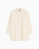 Weekend Max Mara Striped Linen Canvas Shirt Light Yellow stripe detail