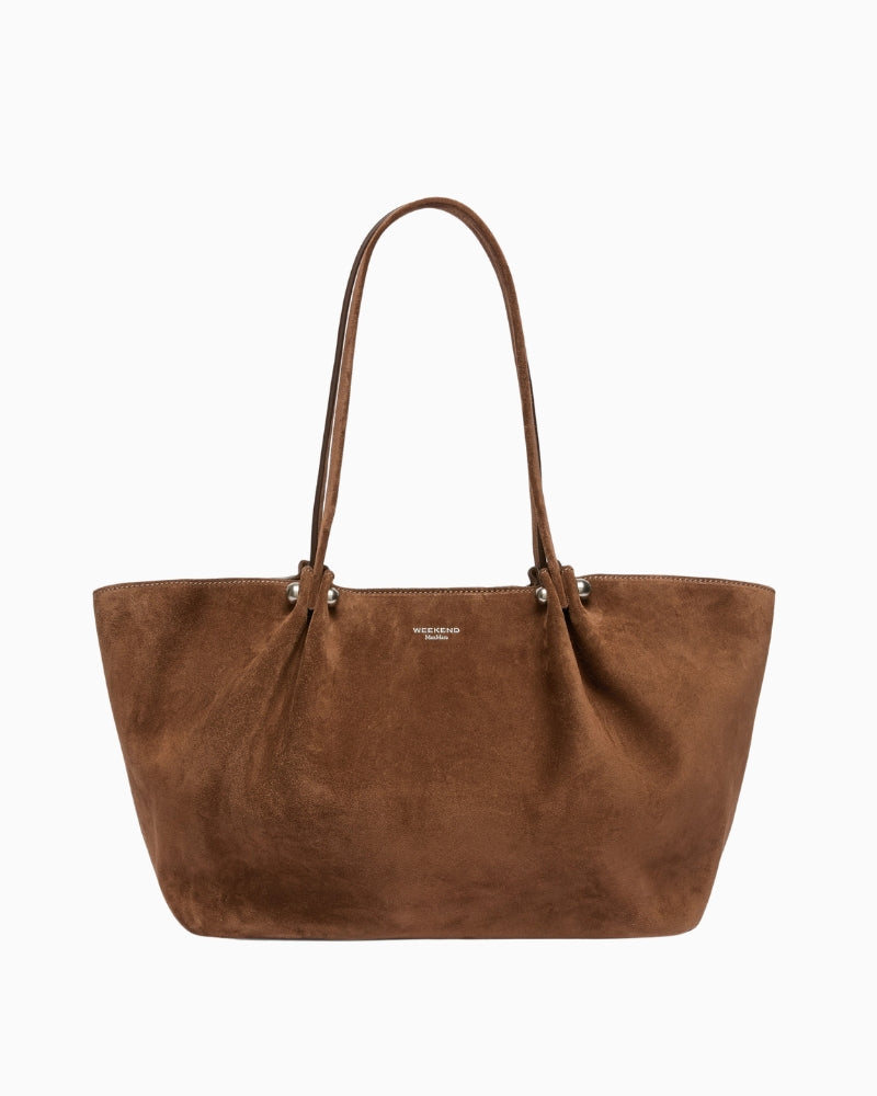Weekend Max Mara Suede Tote Bag in brown front view