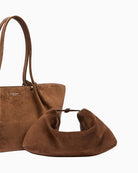 Weekend Max Mara Suede Tote Bag in brown removable zipped suede pouch