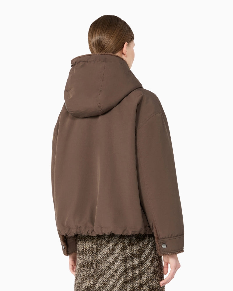 Weekend Max Mara Water-Repellent Canvas Jacket in Brown back view