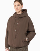 Weekend Max Mara Water-Repellent Canvas Jacket in Brown hood detail