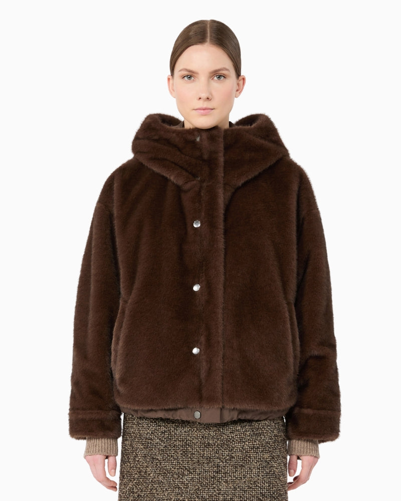Weekend Max Mara Water-Repellent Canvas Jacket in Brown reverse side