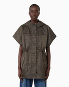Weekend Max Mara Water-Repellent Twill Padded Gilet in Mud Brown front view