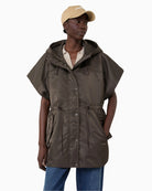 Weekend Max Mara Water-Repellent Twill Padded Gilet in Mud Brown hood detail