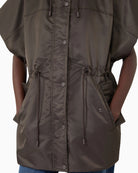 Weekend Max Mara Water-Repellent Twill Padded Gilet in Mud Brown pocket detail