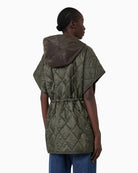 Weekend Max Mara Water-Repellent Twill Padded Gilet in Mud Brown quilted back detail