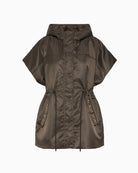 Weekend Max Mara Water-Repellent Twill Padded Gilet in Mud Brown quilted fabric detail