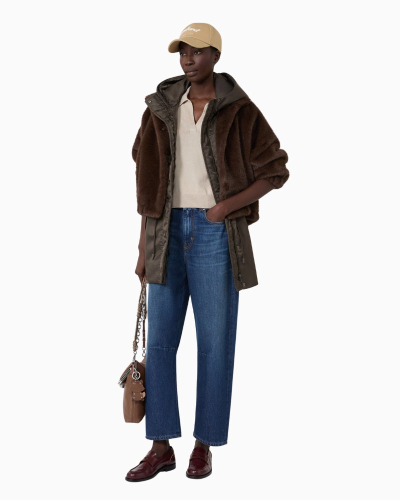 Weekend Max Mara Water-Repellent Twill Padded Gilet in Mud Brown styled view